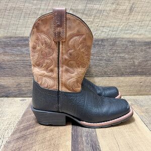 Dan Post Little River Western Boots Size 1D Black/Rust Brown Boots